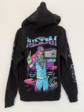Russell Athletic Black Zip Hoodie with Silver Zipper